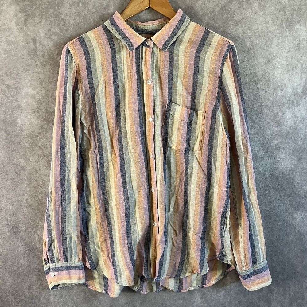 Rails Charli In Mandalay Rainbow Stripe Shirt Women Medium M Top Colorful Button